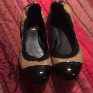 Tory Burch tan and black flats